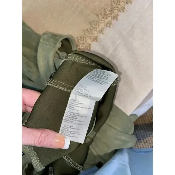 bebe GUC size Large Front Zip Velvet Like Feel Olive Green Jumpsuit - Picture 6 of 12